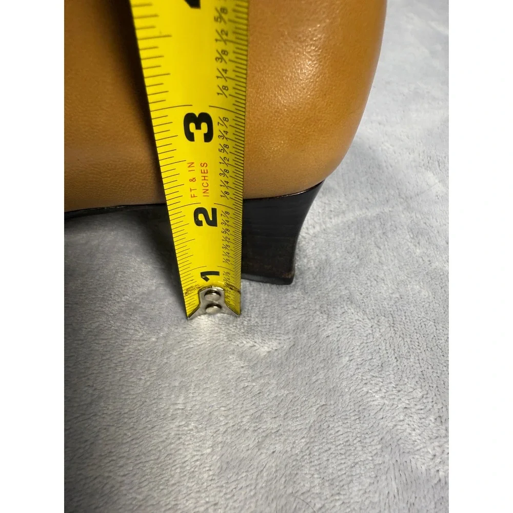 Etienne Aigner Ankle Boots Tan Leather Siz 6M Zip Up Heel‎